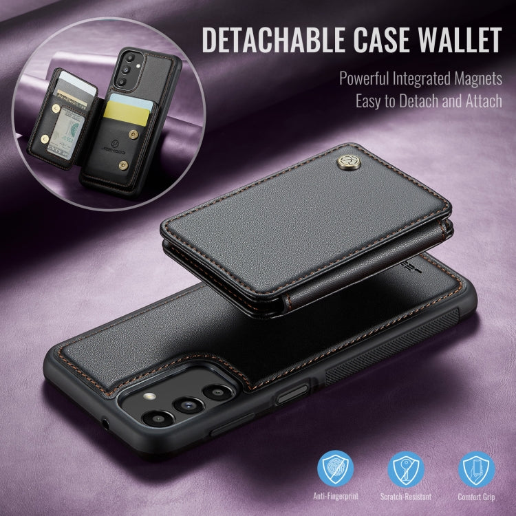 For Samsung Galaxy A13 5G JEEHOOD J05 Business Magnetic Style RFID Leather Phone Case