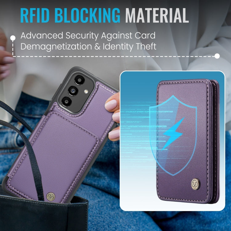 For Samsung Galaxy A13 5G JEEHOOD J05 Business Magnetic Style RFID Leather Phone Case