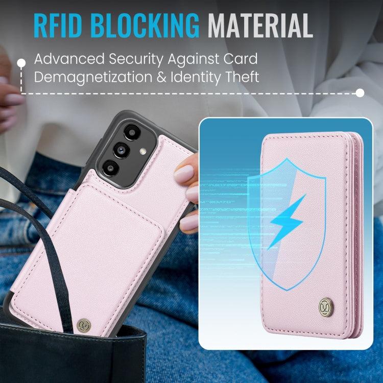 For Samsung Galaxy A13 5G JEEHOOD J05 Business Magnetic Style RFID Leather Phone Case