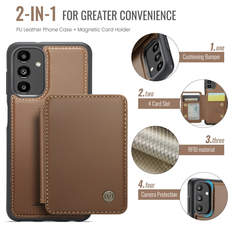 For Samsung Galaxy A13 5G JEEHOOD J05 Business Magnetic Style RFID Leather Phone Case