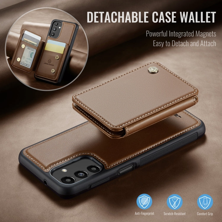 For Samsung Galaxy A13 5G JEEHOOD J05 Business Magnetic Style RFID Leather Phone Case