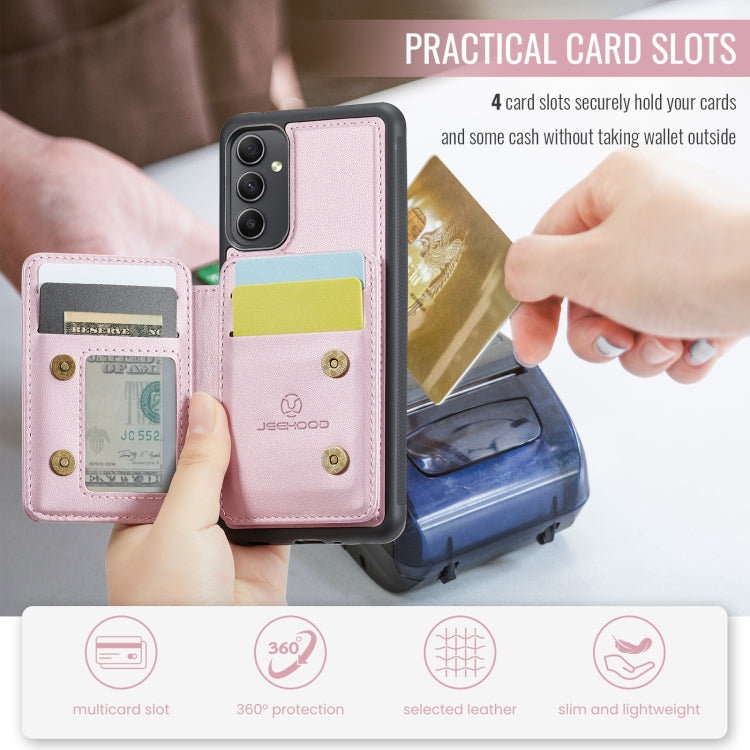 For Samsung Galaxy A34 5G JEEHOOD J05 Business Magnetic Style RFID Leather Phone Case