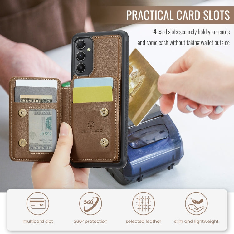 For Samsung Galaxy A34 5G JEEHOOD J05 Business Magnetic Style RFID Leather Phone Case