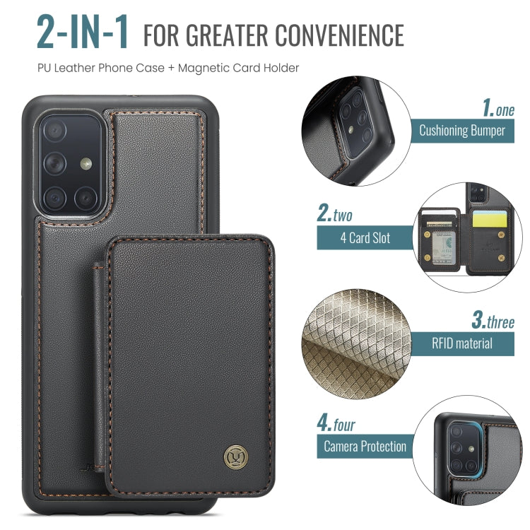 For Samsung Galaxy A51 4G JEEHOOD J05 Business Magnetic Style RFID Leather Phone Case