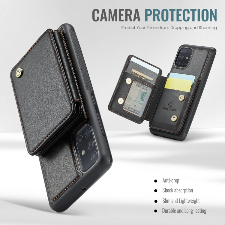 For Samsung Galaxy A51 4G JEEHOOD J05 Business Magnetic Style RFID Leather Phone Case