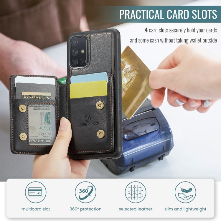 For Samsung Galaxy A51 4G JEEHOOD J05 Business Magnetic Style RFID Leather Phone Case
