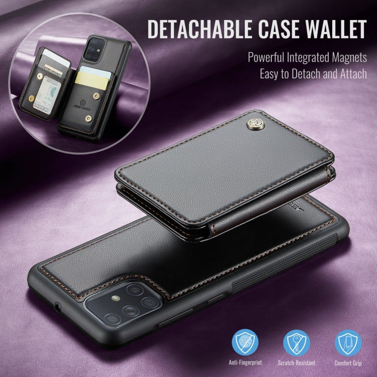 For Samsung Galaxy A51 4G JEEHOOD J05 Business Magnetic Style RFID Leather Phone Case