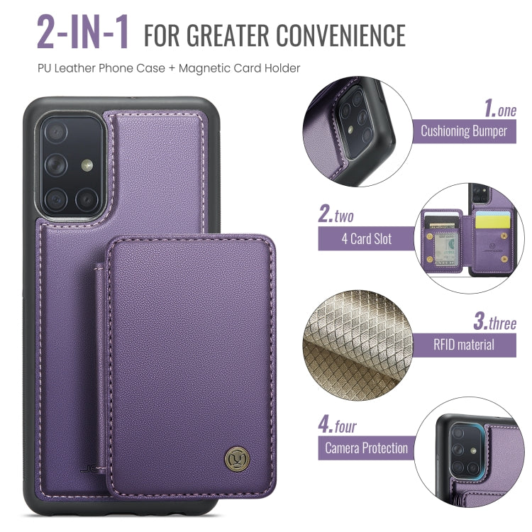 For Samsung Galaxy A51 4G JEEHOOD J05 Business Magnetic Style RFID Leather Phone Case