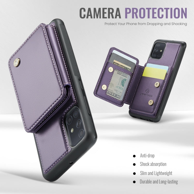 For Samsung Galaxy A51 4G JEEHOOD J05 Business Magnetic Style RFID Leather Phone Case
