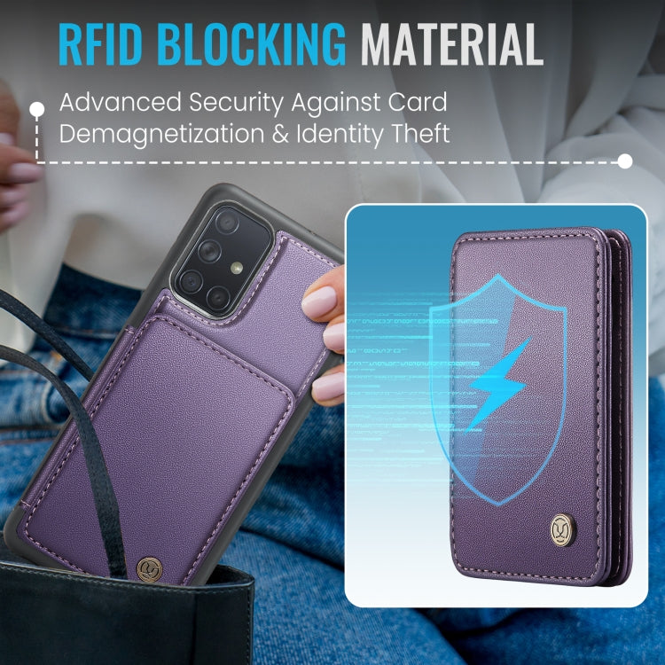 For Samsung Galaxy A51 4G JEEHOOD J05 Business Magnetic Style RFID Leather Phone Case