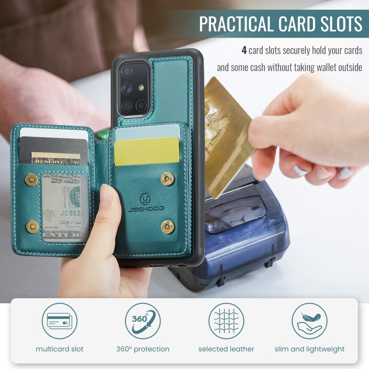 For Samsung Galaxy A51 4G JEEHOOD J05 Business Magnetic Style RFID Leather Phone Case