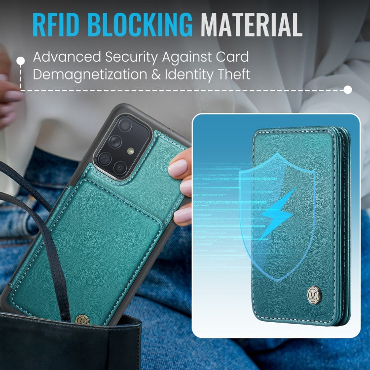 For Samsung Galaxy A51 4G JEEHOOD J05 Business Magnetic Style RFID Leather Phone Case
