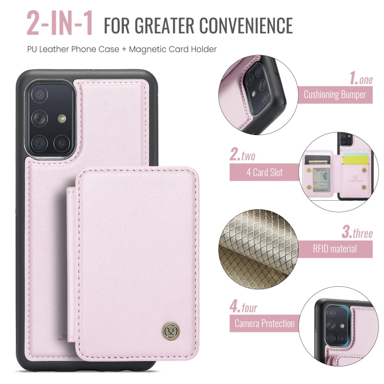 For Samsung Galaxy A51 4G JEEHOOD J05 Business Magnetic Style RFID Leather Phone Case