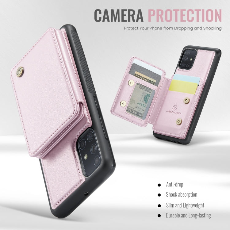 For Samsung Galaxy A51 4G JEEHOOD J05 Business Magnetic Style RFID Leather Phone Case