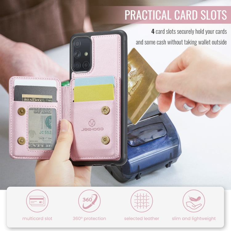 For Samsung Galaxy A51 4G JEEHOOD J05 Business Magnetic Style RFID Leather Phone Case