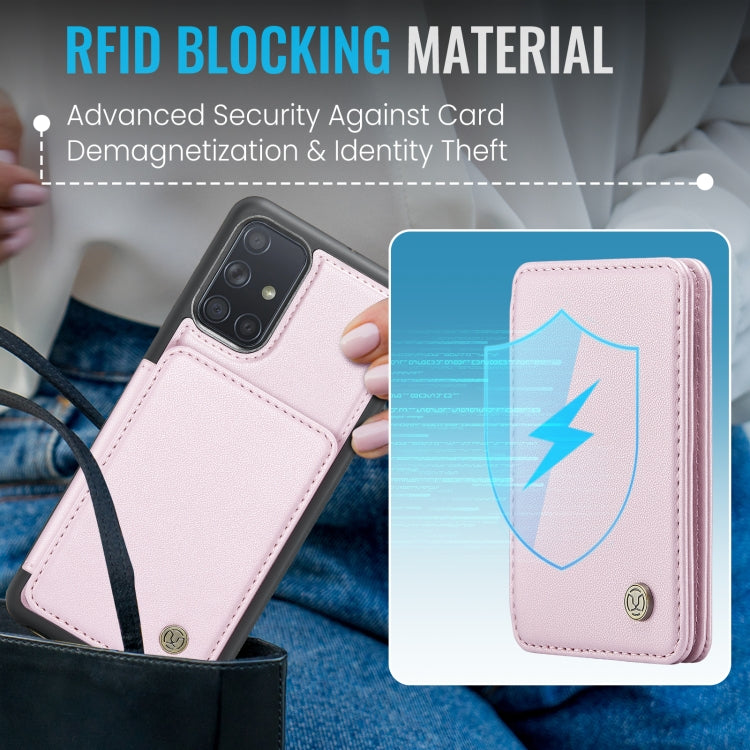 For Samsung Galaxy A51 4G JEEHOOD J05 Business Magnetic Style RFID Leather Phone Case