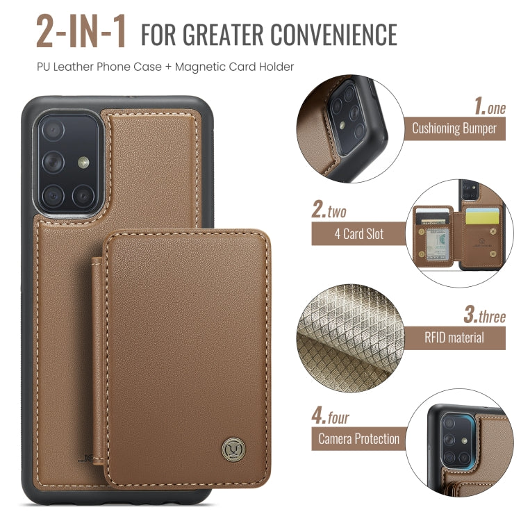 For Samsung Galaxy A51 4G JEEHOOD J05 Business Magnetic Style RFID Leather Phone Case