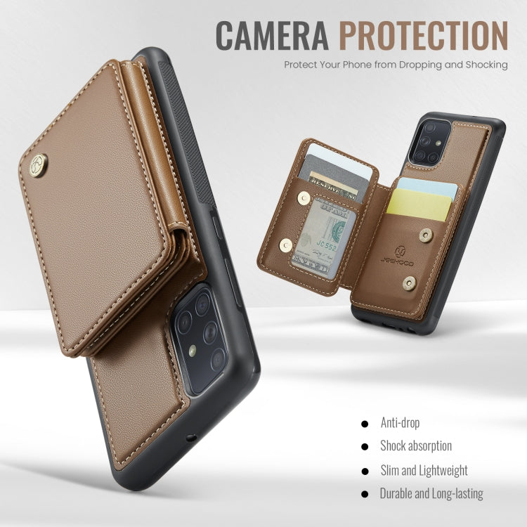 For Samsung Galaxy A51 4G JEEHOOD J05 Business Magnetic Style RFID Leather Phone Case
