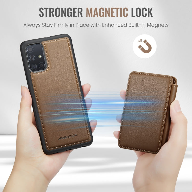 For Samsung Galaxy A51 4G JEEHOOD J05 Business Magnetic Style RFID Leather Phone Case