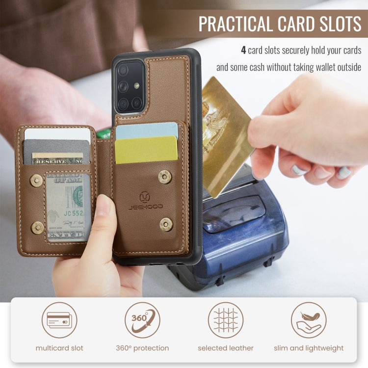 For Samsung Galaxy A51 4G JEEHOOD J05 Business Magnetic Style RFID Leather Phone Case