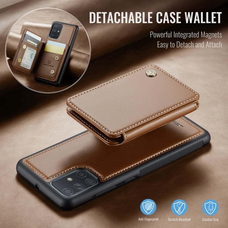 For Samsung Galaxy A51 4G JEEHOOD J05 Business Magnetic Style RFID Leather Phone Case