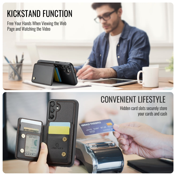 For Samsung Galaxy A16 5G JEEHOOD J05 Business Magnetic Style RFID Leather Phone Case
