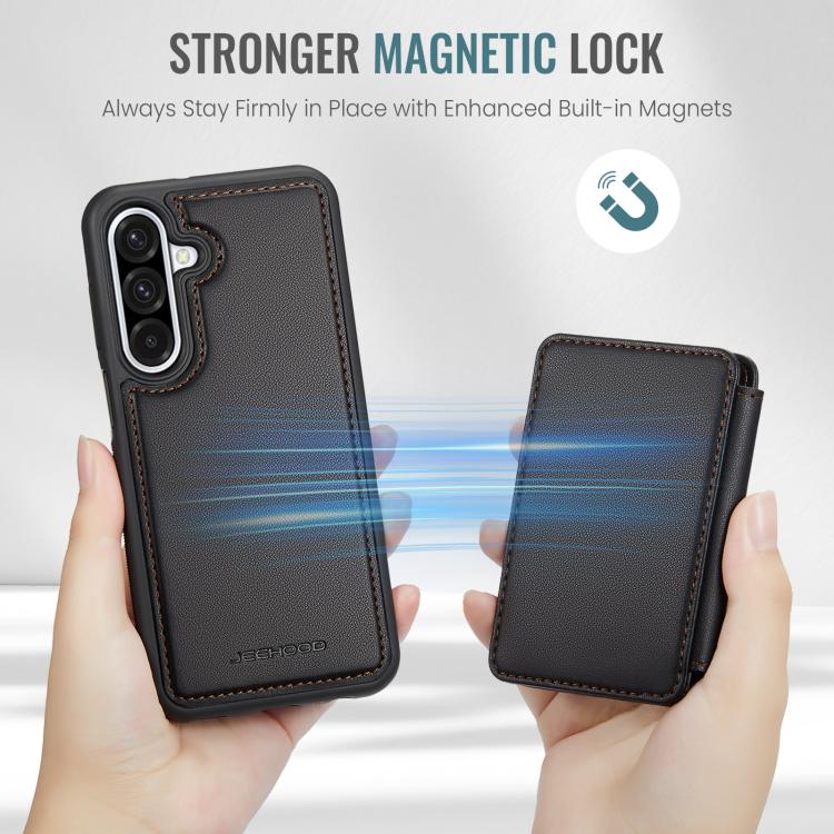 For Samsung Galaxy A26 5G JEEHOOD J05 Business Magnetic Style RFID Leather Phone Case