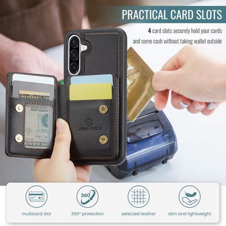 For Samsung Galaxy A26 5G JEEHOOD J05 Business Magnetic Style RFID Leather Phone Case