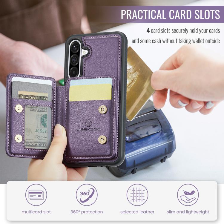 For Samsung Galaxy A36 JEEHOOD J05 Business Magnetic Style RFID Leather Phone Case