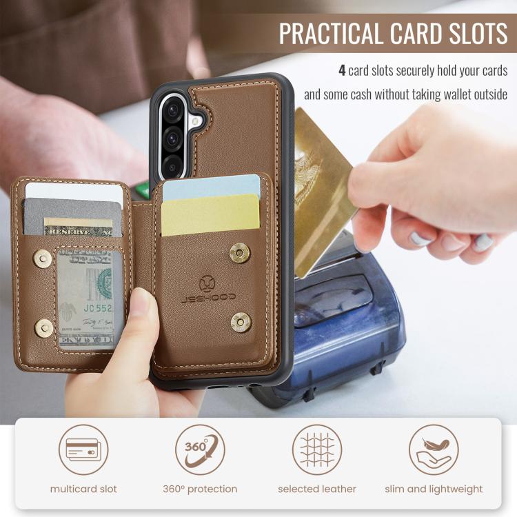 For Samsung Galaxy A36 JEEHOOD J05 Business Magnetic Style RFID Leather Phone Case