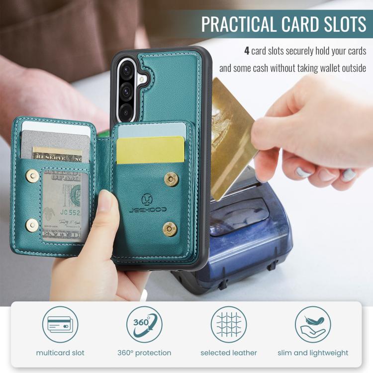 For Samsung Galaxy A56 5G JEEHOOD J05 Business Magnetic Style RFID Leather Phone Case