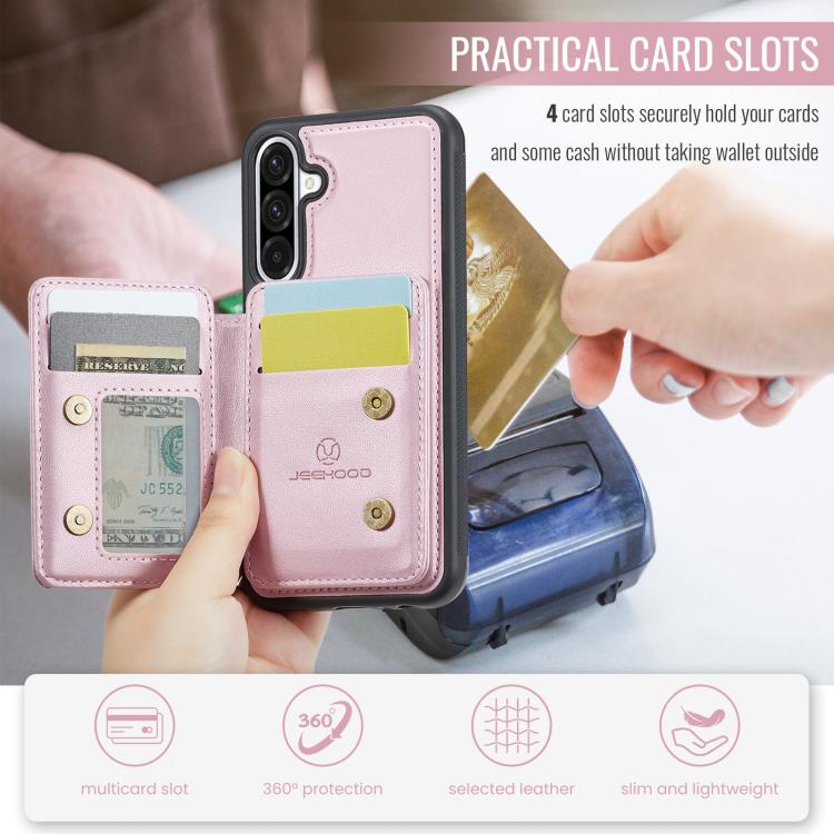 For Samsung Galaxy A56 5G JEEHOOD J05 Business Magnetic Style RFID Leather Phone Case