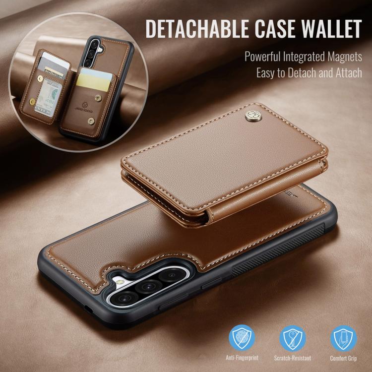 For Samsung Galaxy A56 5G JEEHOOD J05 Business Magnetic Style RFID Leather Phone Case