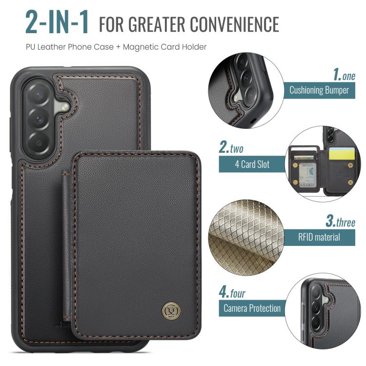 For Samsung Galaxy A37 5G JEEHOOD J05 Business Magnetic Style RFID Leather Phone Case