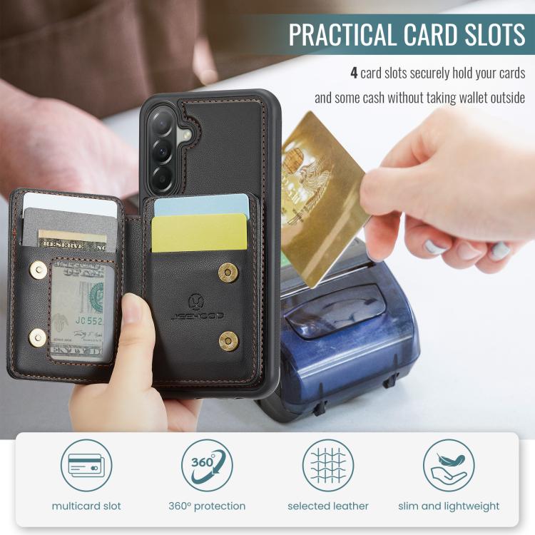 For Samsung Galaxy A37 5G JEEHOOD J05 Business Magnetic Style RFID Leather Phone Case