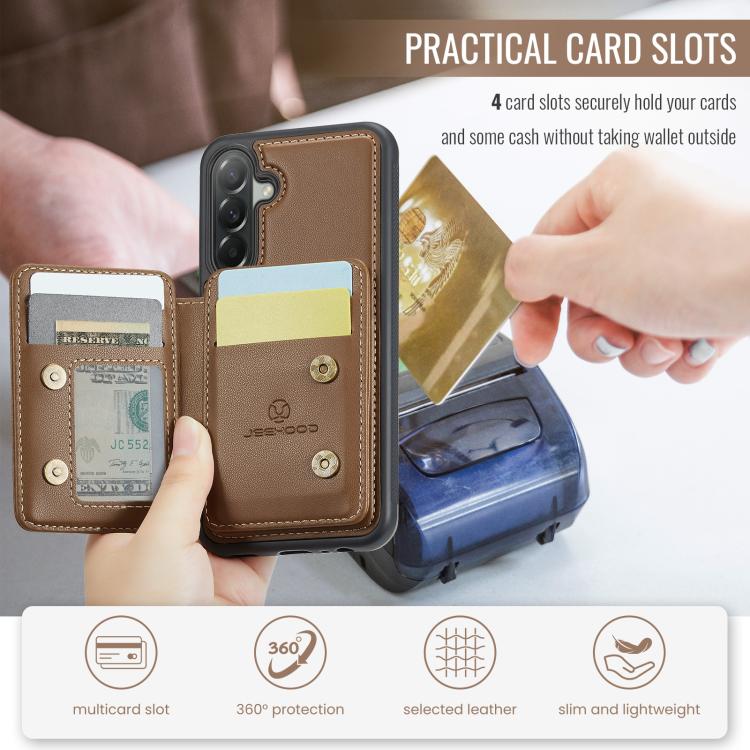 For Samsung Galaxy A37 5G JEEHOOD J05 Business Magnetic Style RFID Leather Phone Case