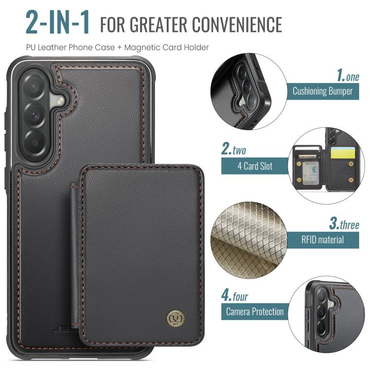 For Samsung Galaxy A57 5G JEEHOOD J05 Business Magnetic Style RFID Leather Phone Case