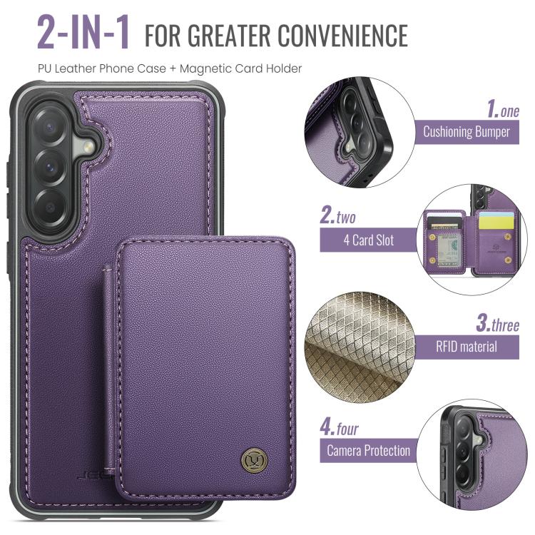 For Samsung Galaxy A57 5G JEEHOOD J05 Business Magnetic Style RFID Leather Phone Case