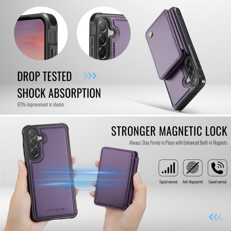 For Samsung Galaxy A57 5G JEEHOOD J05 Business Magnetic Style RFID Leather Phone Case