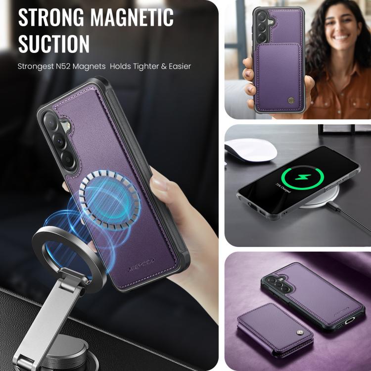 For Samsung Galaxy A57 5G JEEHOOD J05 Business Magnetic Style RFID Leather Phone Case