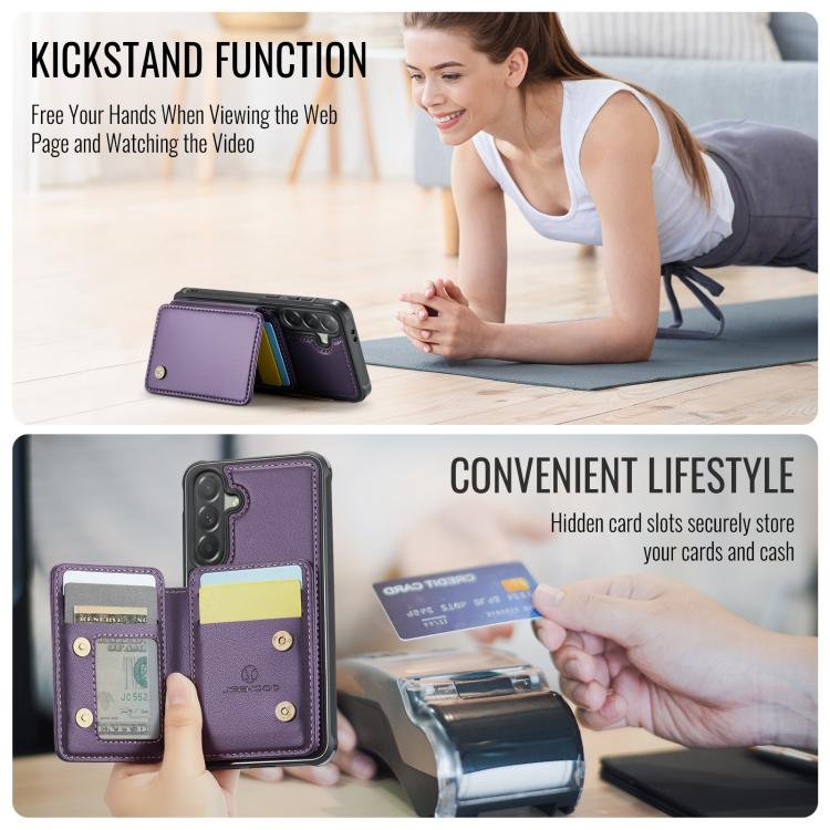 For Samsung Galaxy A57 5G JEEHOOD J05 Business Magnetic Style RFID Leather Phone Case
