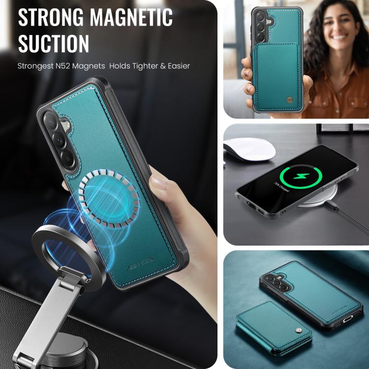 For Samsung Galaxy A57 5G JEEHOOD J05 Business Magnetic Style RFID Leather Phone Case
