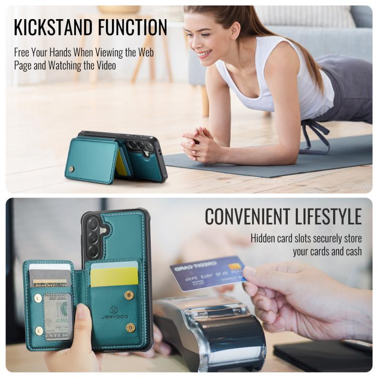 For Samsung Galaxy A57 5G JEEHOOD J05 Business Magnetic Style RFID Leather Phone Case