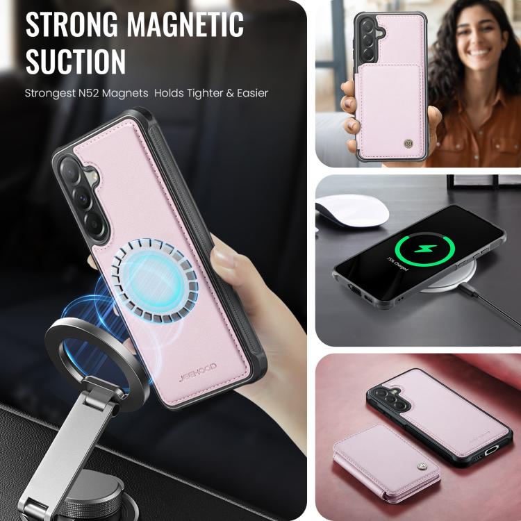 For Samsung Galaxy A57 5G JEEHOOD J05 Business Magnetic Style RFID Leather Phone Case