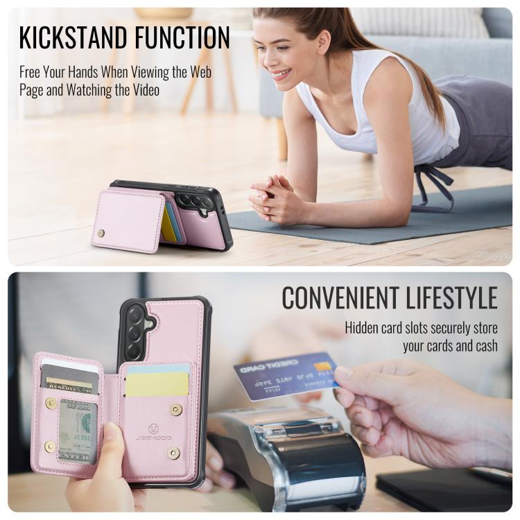 For Samsung Galaxy A57 5G JEEHOOD J05 Business Magnetic Style RFID Leather Phone Case