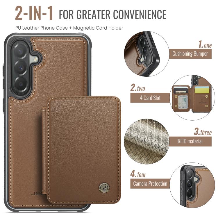 For Samsung Galaxy A57 5G JEEHOOD J05 Business Magnetic Style RFID Leather Phone Case