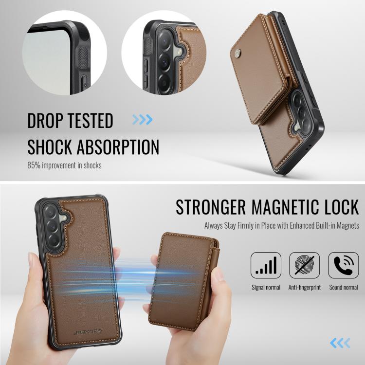 For Samsung Galaxy A57 5G JEEHOOD J05 Business Magnetic Style RFID Leather Phone Case