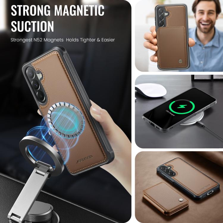 For Samsung Galaxy A57 5G JEEHOOD J05 Business Magnetic Style RFID Leather Phone Case