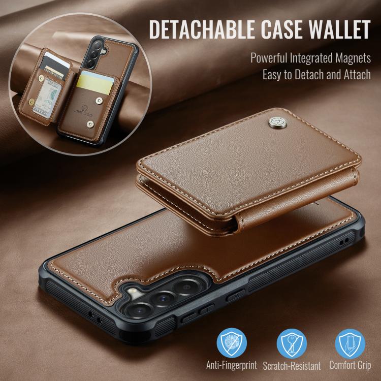 For Samsung Galaxy A57 5G JEEHOOD J05 Business Magnetic Style RFID Leather Phone Case