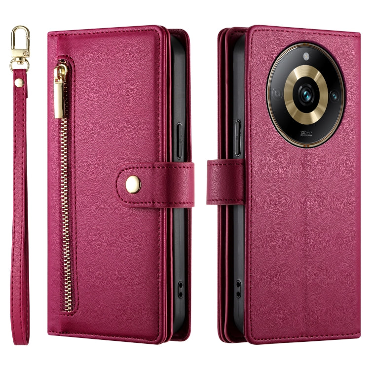For Realme 11 Pro / 11 Pro+ Nine Card-slot Zipper Wallet Bag Leather Phone Case